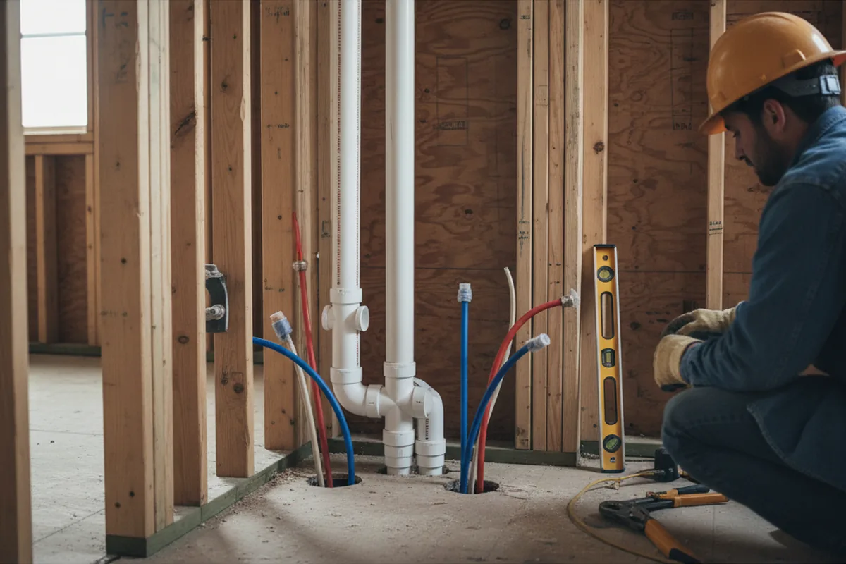 Drain and supply rough-in during Garbage Disposal Repair in Pequannock